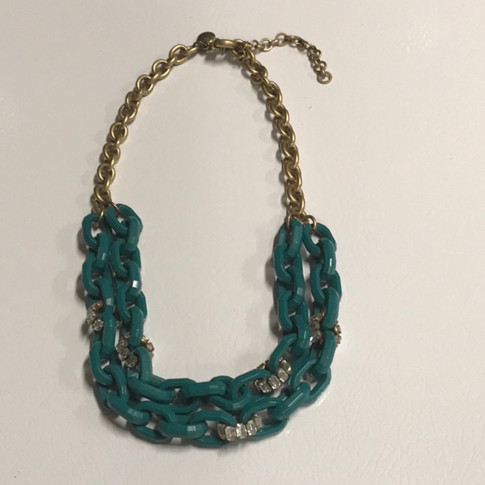 J. Crew double layer teal and crystal necklace